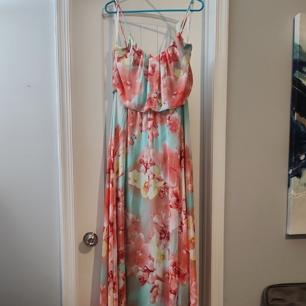 Floral Dress with Pink and Blue Accents